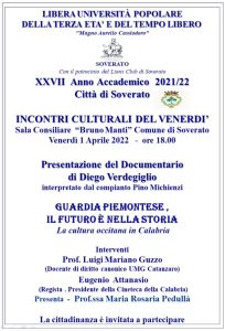 Soverato – Venerdì 01 Aprile la presentazione del documentario “Guardia Piemontese, il futuro è nella storia”