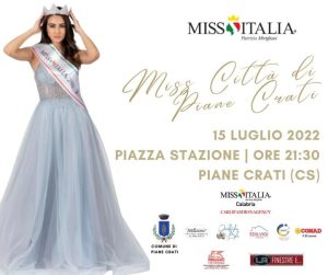 Miss Italia Calabria continua: il 15 luglio l’elezione di Miss Città di Piane Crati 