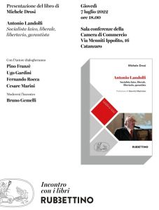 Giovedì 7 luglio a Catanzaro la presentazione del volume Antonio Landolfi