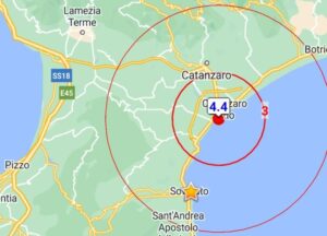 Forte scossa di terremoto sulla costa jonica catanzarese