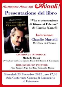 Mercoledì 23 novembre a Catanzaro la presentazione del libro “Vita e persecuzione di Giovanni Falcone”
