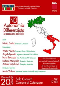 ANPI Catanzaro: “NO ad ogni forma di Autonomia Differenziata”