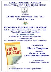 Soverato – Venerdì 13 gennaio la conferenza “Elvira Tropiano racconta Volta la Carta”