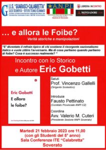 A Soverato la presentazione del libro di Eric Gobetti “E allora le Foibe?”