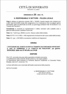 Soverato, il 30 Aprile divieto di sosta e transito nei parcheggi “El Sombrero”