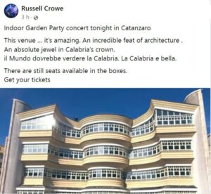 Russell Crowe:  «Il mondo dovrebbe conoscere la Calabria»