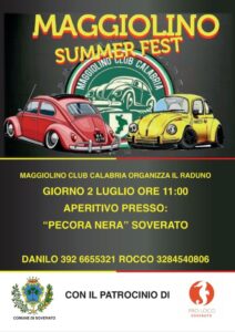 Domenica 2 Luglio a Soverato si terrà il “Maggiolino Summer Fest”