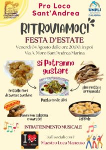 Venerdì 4 agosto a Sant’Andrea Marina la seconda edizione di “RITROVIAMOCI” – Festa d’estate