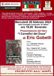 Il 28 febbraio a Soverato incontro con lo storico Eric Gobetti autore del libro “I carnefici del Duce”