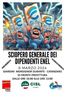 Vertenza lavoratori Enel: a Catanzaro scendono in piazza Filctem CGIL, Flaei CISL, Uiltec UIL