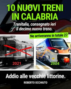 Consegnato il 10º nuovo treno in Calabria. “Addio alle vecchie littorine”