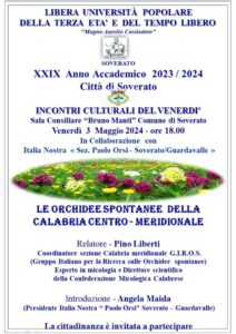 Soverato – Venerdì 3 maggio l’incontro su “Le orchidee spontanee della Calabria”