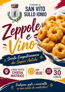 ​San Vito sullo Ionio celebra la tradizione: al via la serata enogastronomica “Zeppole e Vino”