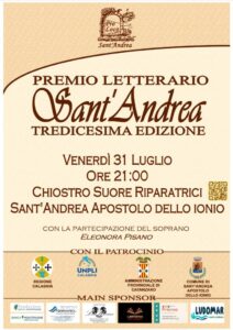 La grande poesia fa tappa a Sant’Andrea Apostolo dello Ionio: venerdì 31 luglio la serata finale del Premio Letterario