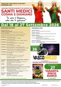 Satriano si prepara ai solenni festeggiamenti in onore dei Santi Medici Cosma e Damiano: dal 18 al 27 settembre un ricco programma tra fede e musica