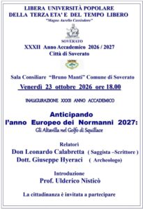 ​Soverato, al via il XXXII Anno Accademico della Libera Università Popolare: venerdì l’inaugurazione